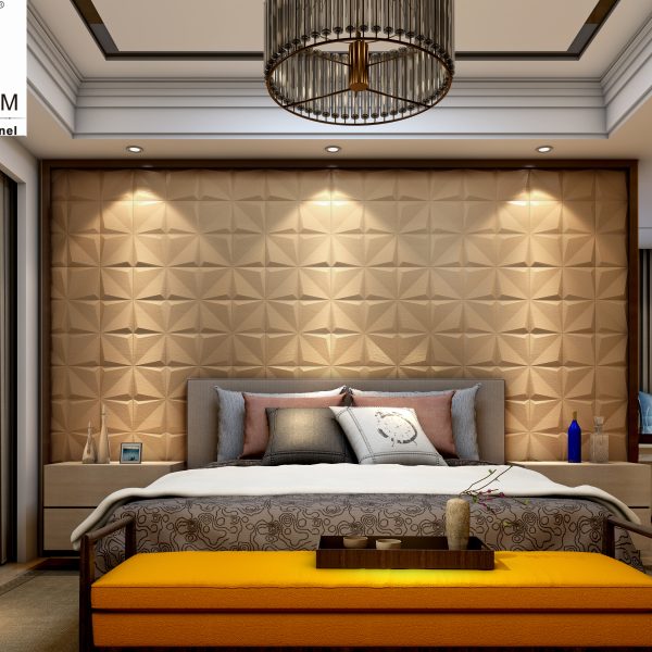 Linen Fabric Brown Bedhead 3D Wall Panel
