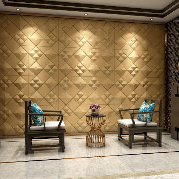 Square Tile Golden 3D Wall Panel