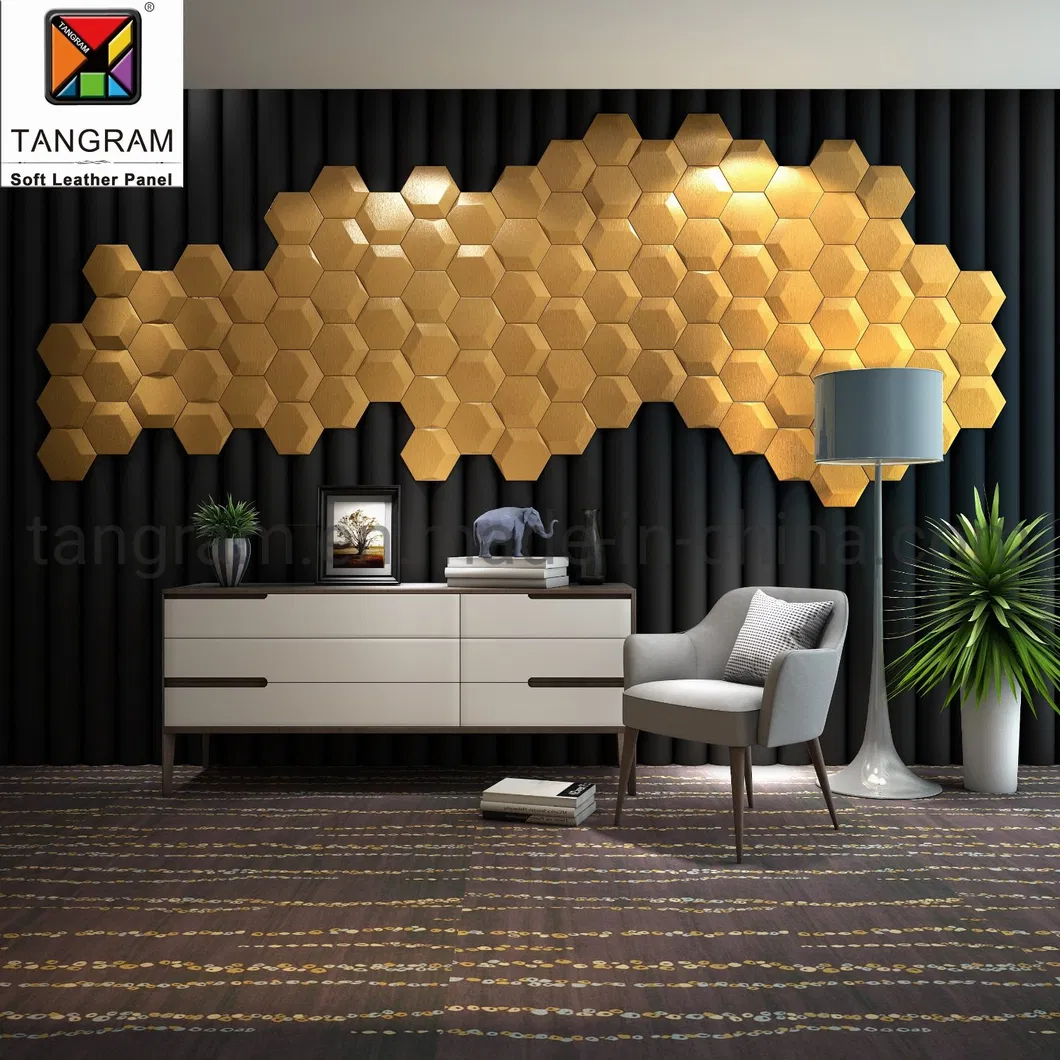 Moisture Proof Light Weight Easy Installation 3D Leather Wall Panel