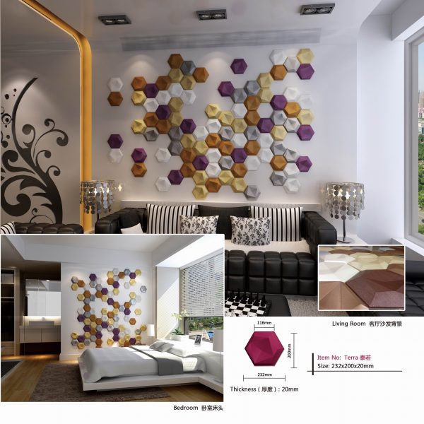 Soft Wall Panel Golden Indoor 3D Mosaic Tile